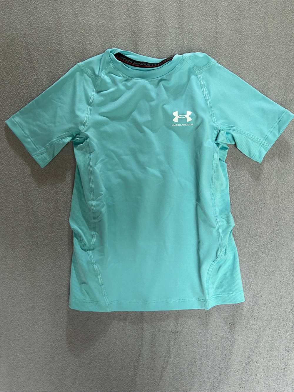 NEW - Under Armour Kids' Short Sleeve Heat Gear - Teal Youth Small